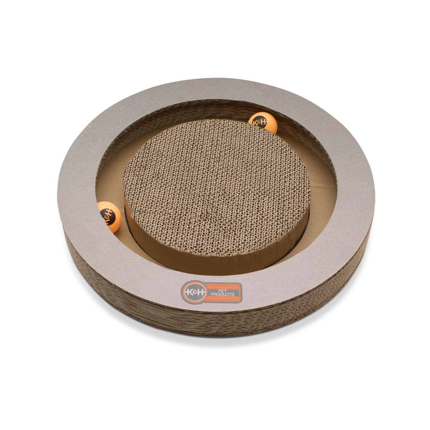 K&H Pet Products Kitty Tippy Round Cardboard Toy Brown 15 x 15 x 2 For Pet With Love