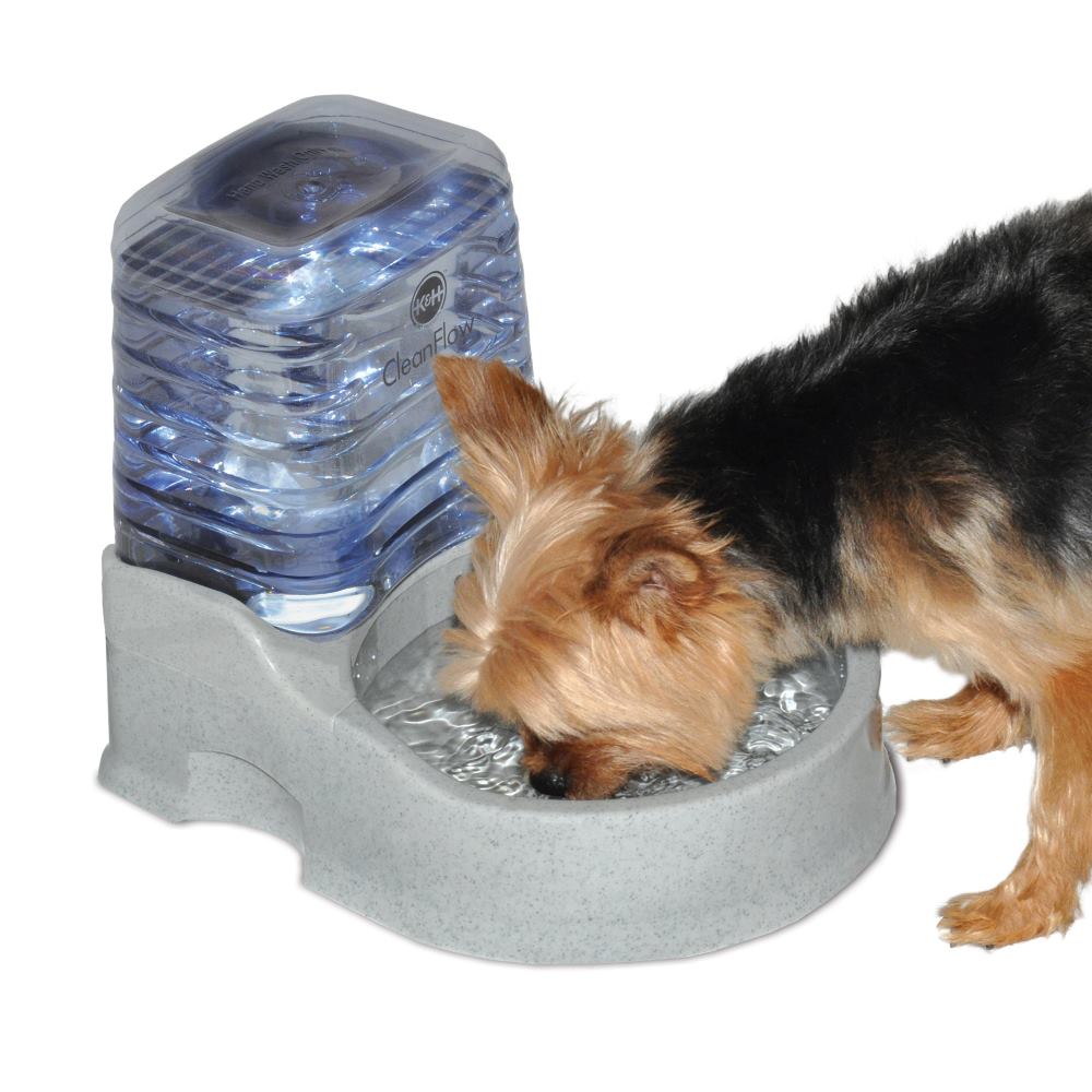 K&H Pet Products Clean Flow Pet Bowl with Reservoir Small Beige 11.5 x 9 x 10.5 For Pet With Love