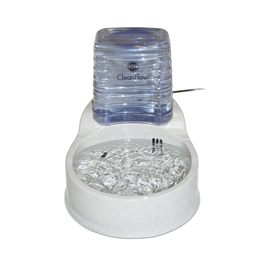 K&H Pet Products Clean Flow Pet Bowl with Reservoir Medium Beige 14 x 11.25 x 12.5 For Pet With Love