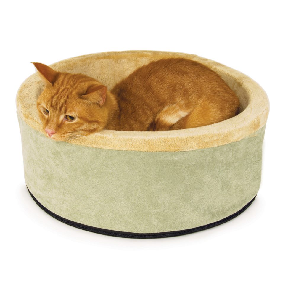 K&H Pet Products Thermo-Kitty Bed Large Sage 20 x 20 x 6 For Pet With Love