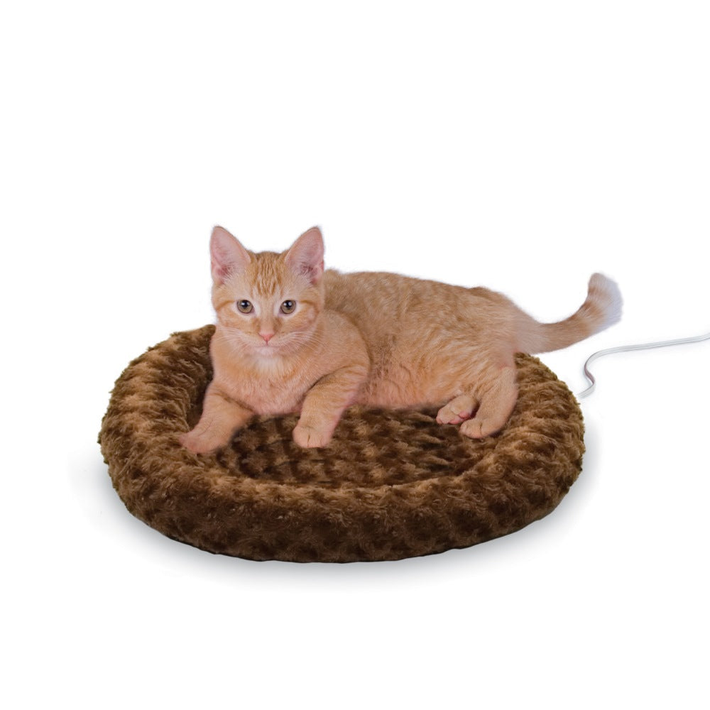 K&H Pet Products Thermo-Kitty Fashion Splash Bed Mocha 16 x 16 x 2 For Pet With Love