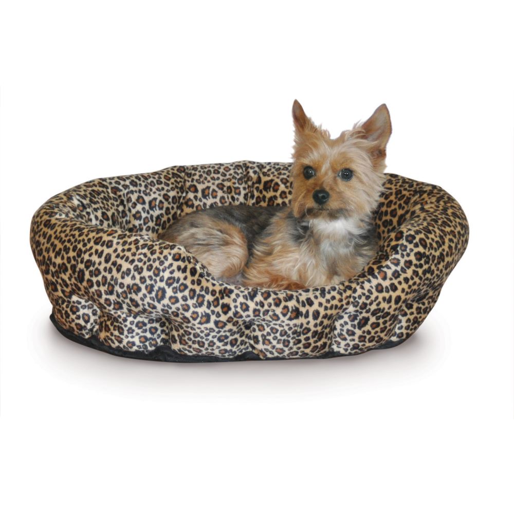 K&H Pet Products Self Warming Nuzzle Nest Pet Bed Leopard 19 x 19 x 6