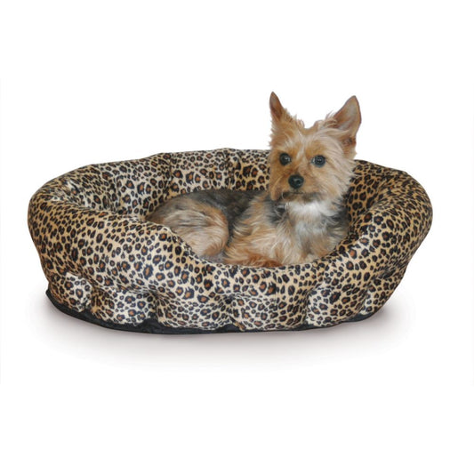 K&H Pet Products Self Warming Nuzzle Nest Pet Bed Leopard 19 x 19 x 6 For Pet With Love