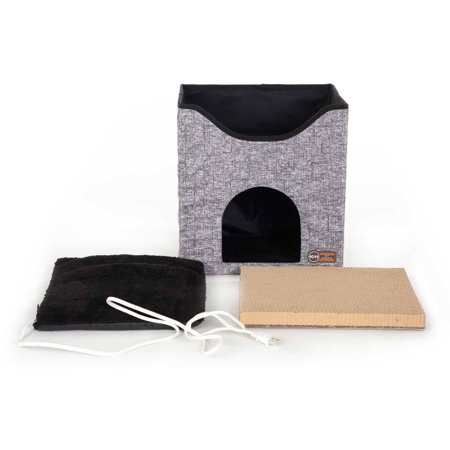 K&H Pet Products Thermo-Kitty Playhouse Gray 14 x 12 x 15 For Pet With Love