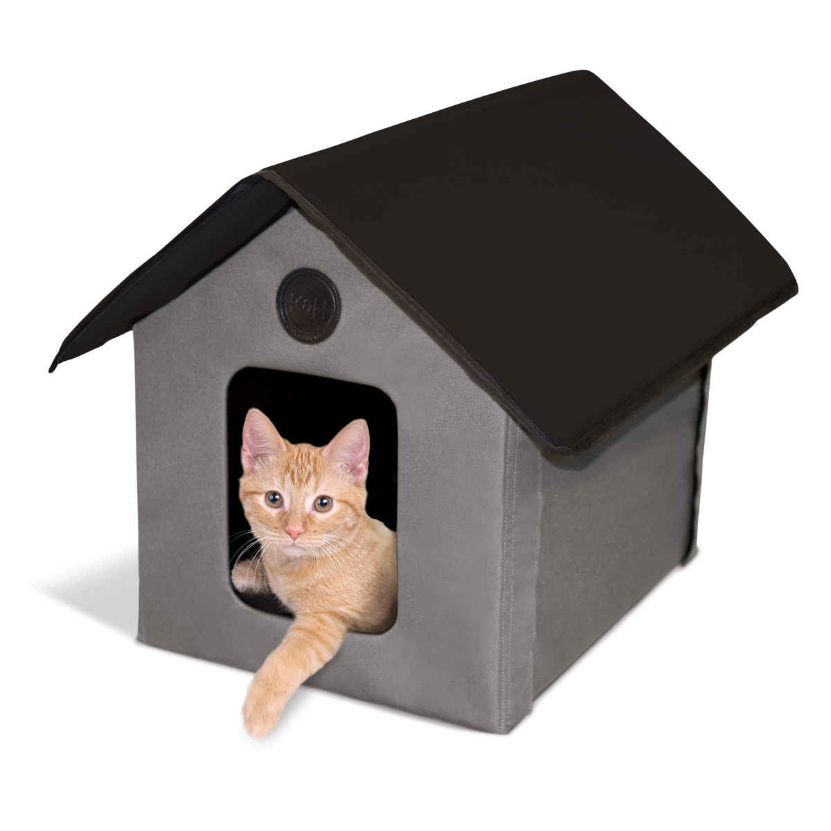 K&H Pet Products Unheated Outdoor Kitty House Gray / Black 22 x 18 x 17 For Pet With Love