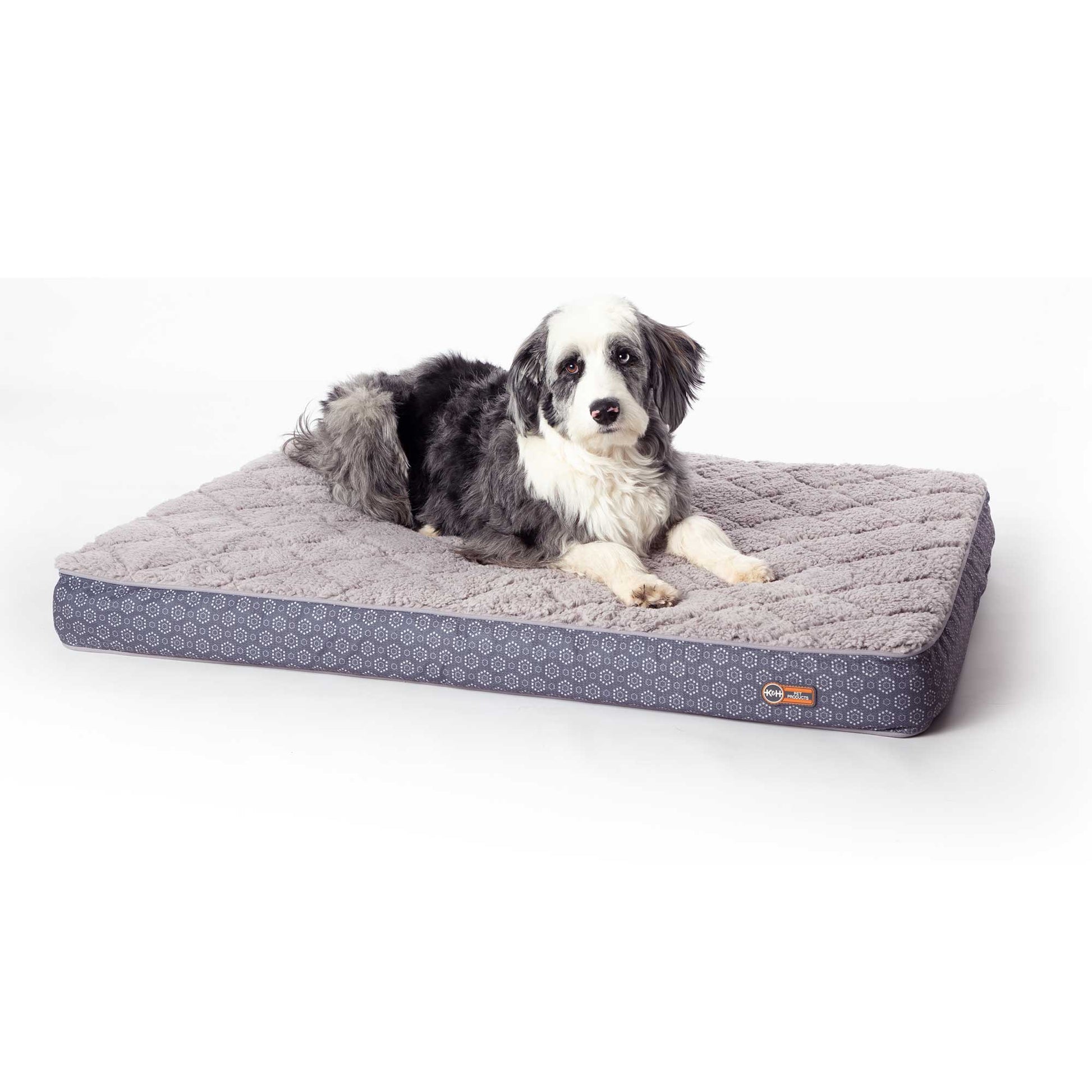 K&H Pet Products Quilt-Top Superior Orthopedic Pet Bed Large Gray 35 x 46 x 4 For Pet With Love