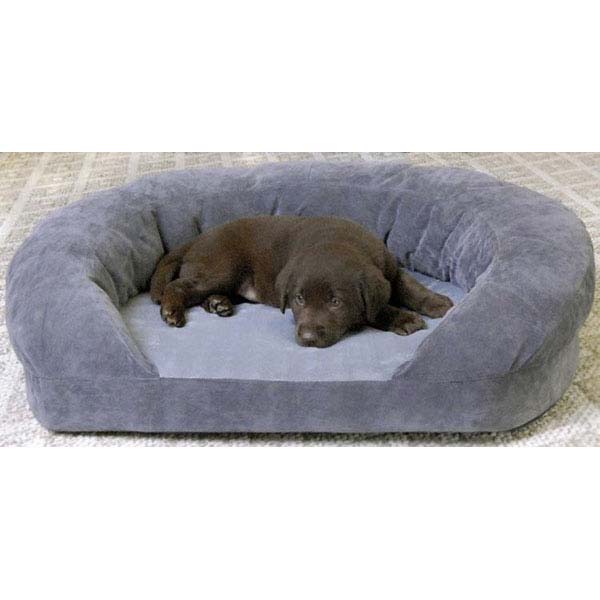 K&H Pet Products Ortho Bolster Sleeper Pet Bed Large Gray Velvet 40 x 33 x 9.5 For Pet With Love