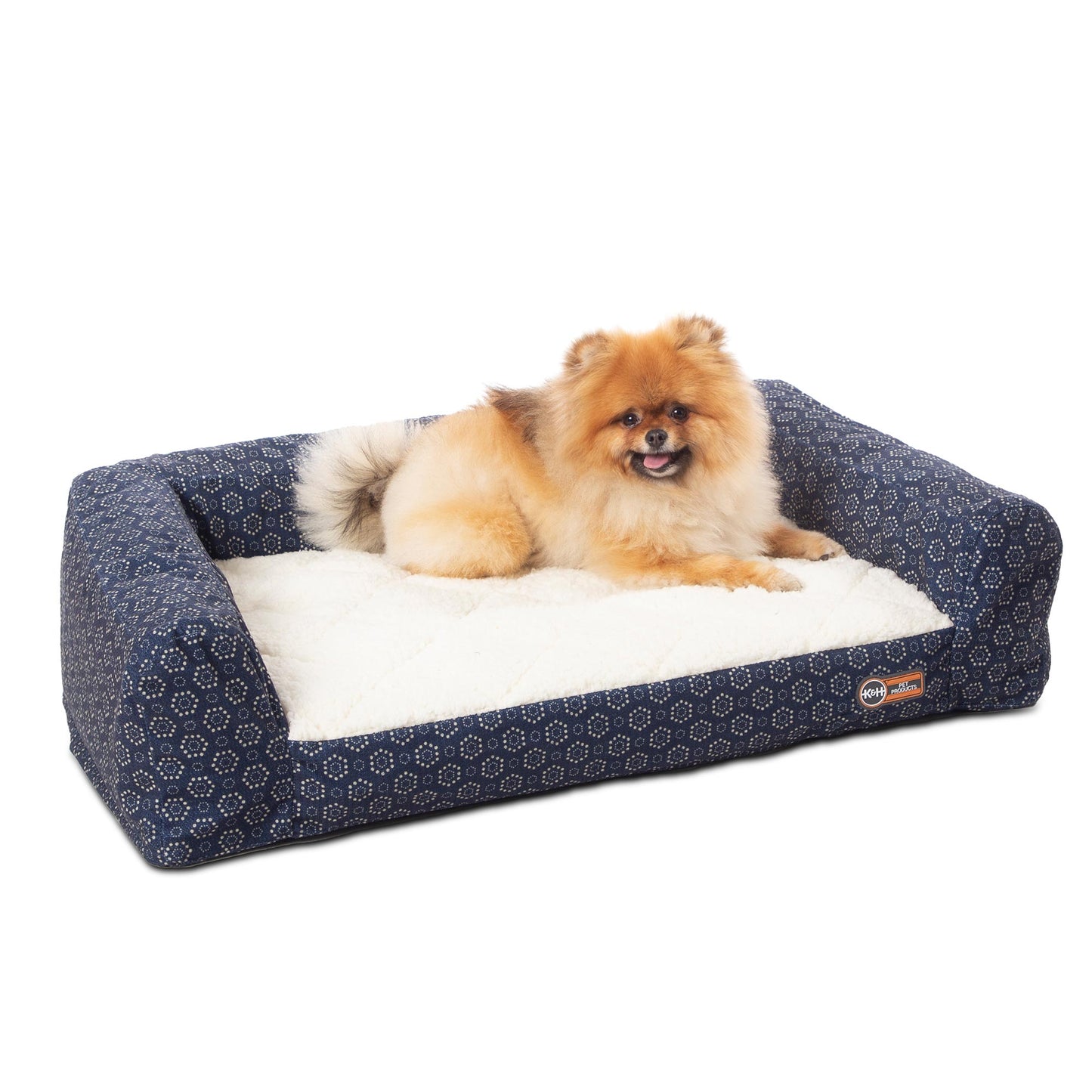 K&H Pet Products Air Sofa Pet Bed Geo Flower Small Navy 18 x 24 x 7 For Pet With Love