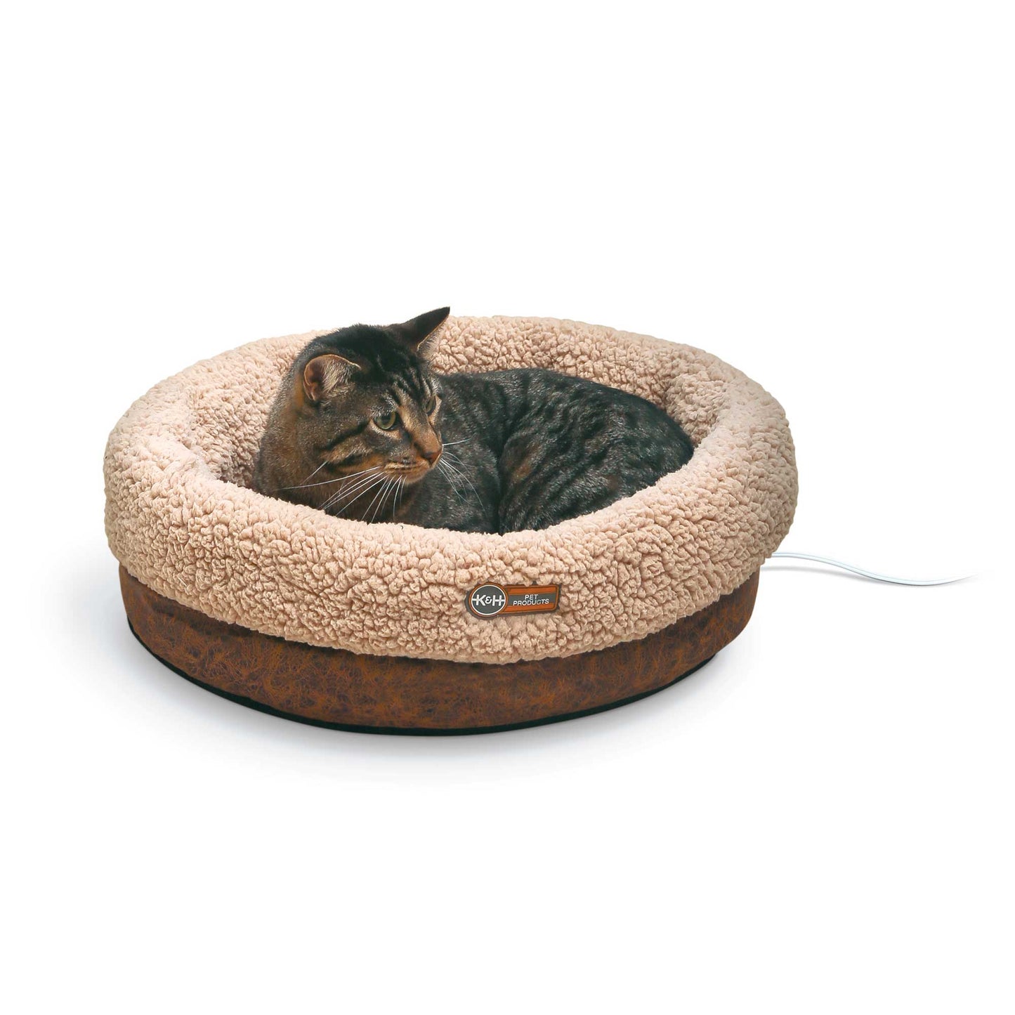 K&H Pet Products Thermo-Snuggle Cup Pet Bed Bomber Chocolate 14 x 18 x 7 For Pet With Love
