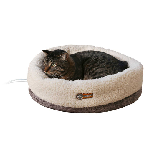 K&H Pet Products Thermo-Snuggle Cup Pet Bed Bomber Gray 14 x 18 x 7 For Pet With Love