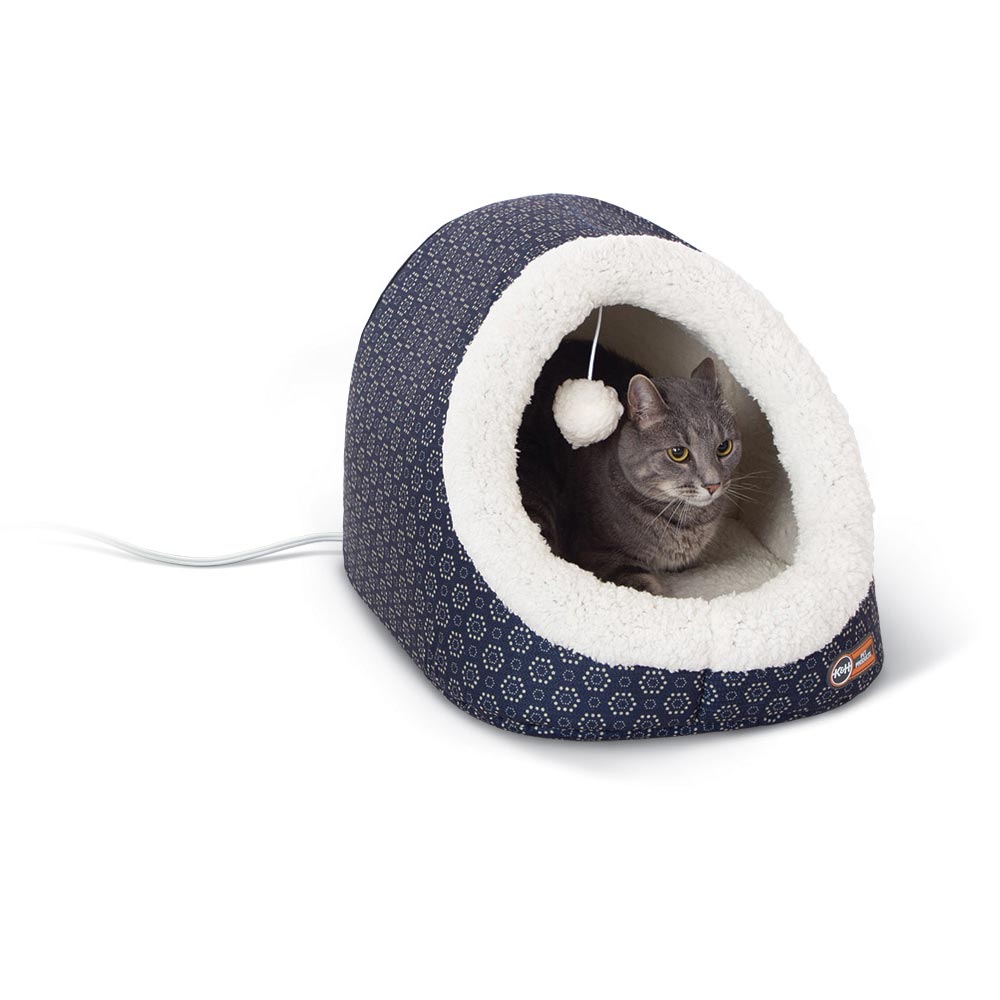 K&H Pet Products Thermo-Pet Cave Heated Navy 17 x 15 x 13 For Pet With Love