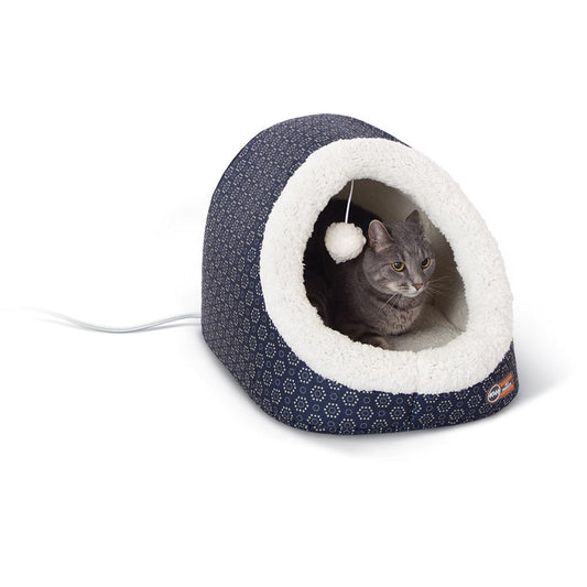 K&H Pet Products Thermo-Pet Cave Heated Navy 17 x 15 x 13 For Pet With Love