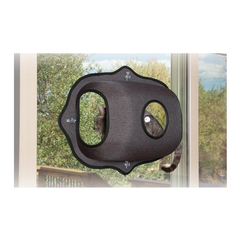 K&H Pet Products EZ Mount Window Bubble Pod Kitty Sill Dark Gray 27 x 7.5 x 20 For Pet With Love