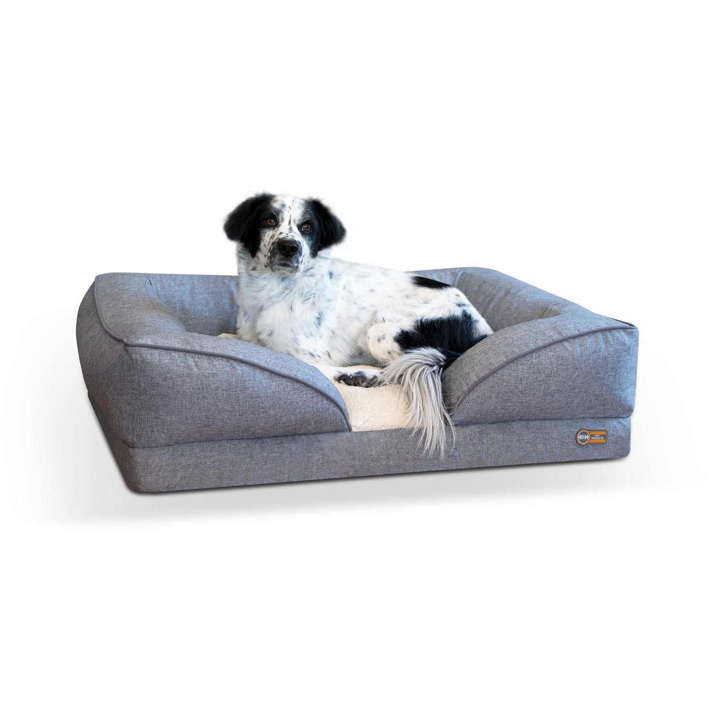 K&H Pet Products Pillow-Top Orthopedic Lounger Sofa Pet Bed Large Gray 28 x 36 x 9.5 For Pet With Love