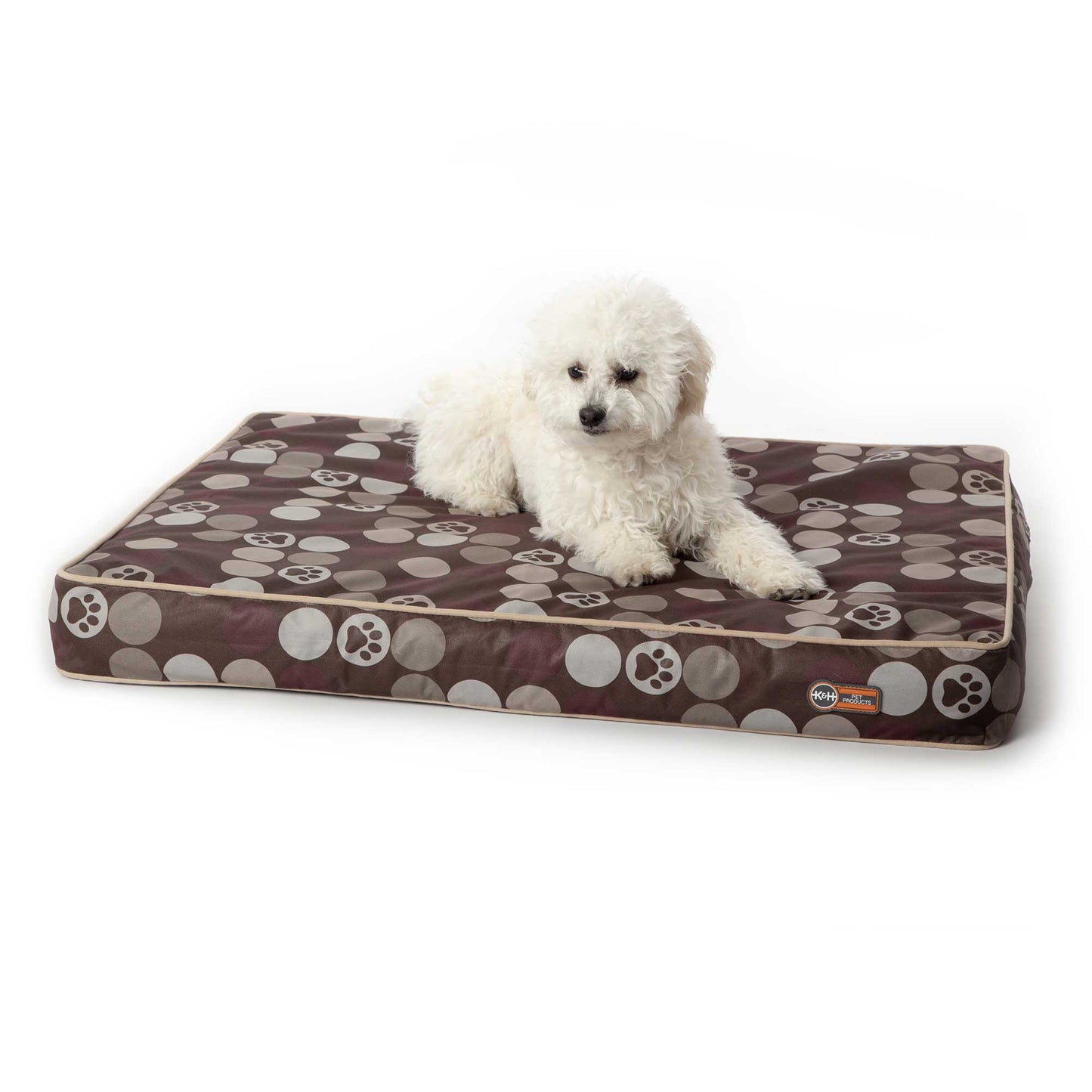 K&H Pet Products Superior Orthopedic Indoor/Outdoor Bed Small Brown 36 x 27 x 4 For Pet With Love