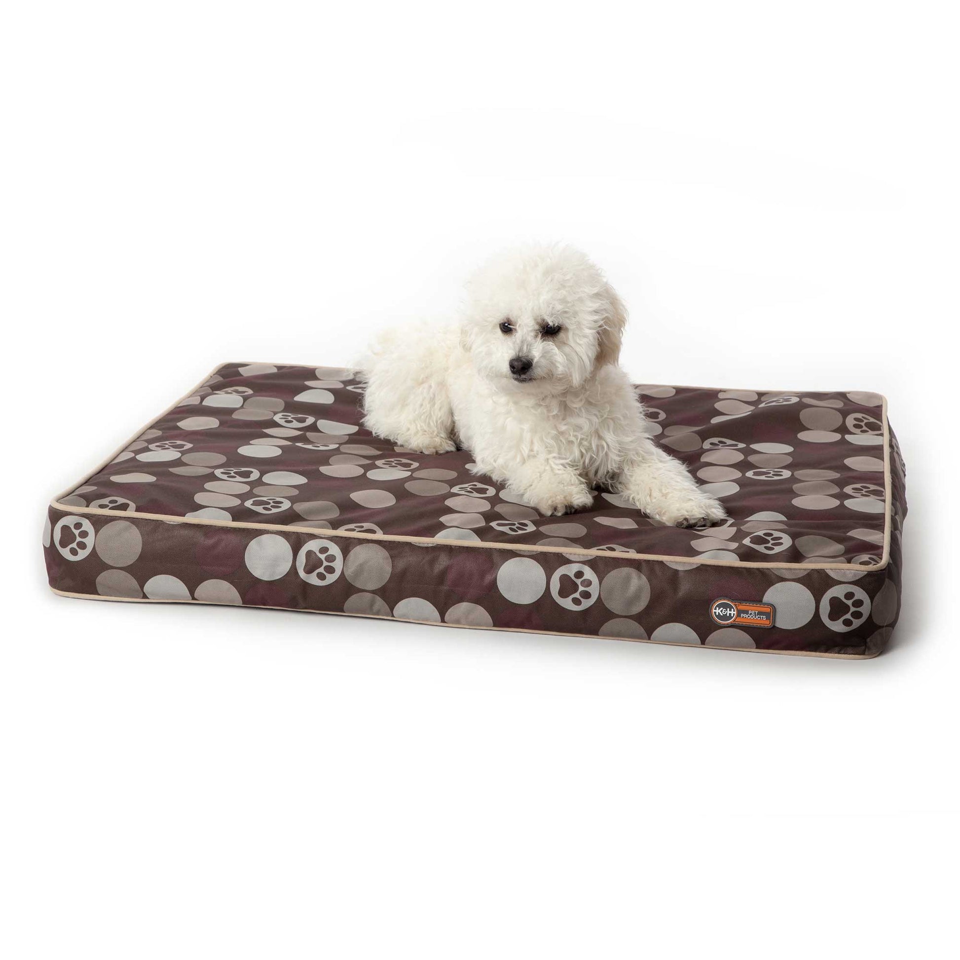 K&H Pet Products Superior Orthopedic Indoor/Outdoor Bed Small Brown 36 x 27 x 4 For Pet With Love