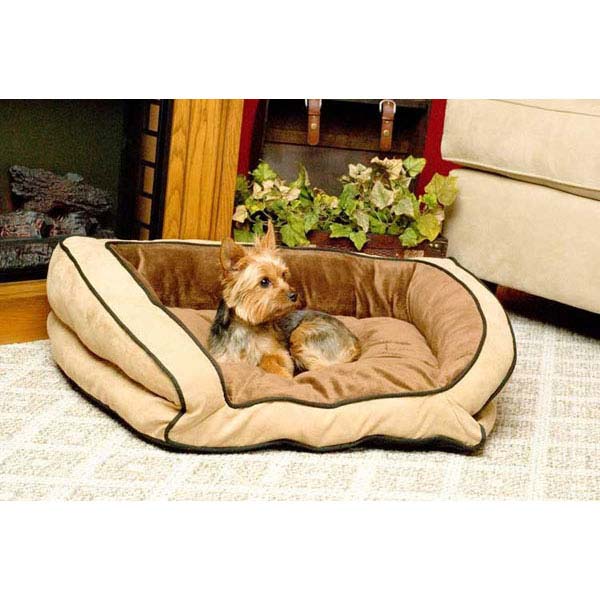K&H Pet Products Bolster Couch Pet Bed Small Mocha / Tan 21 x 30 x 7 For Pet With Love