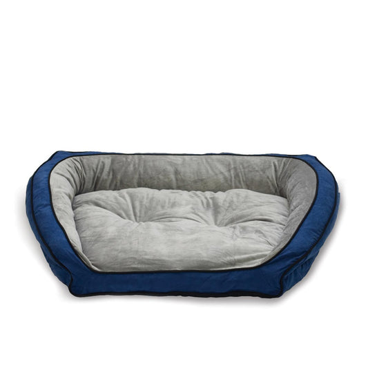 K&H Pet Products Bolster Couch Pet Bed Large Blue / Gray 28 x 40 x 9 For Pet With Love