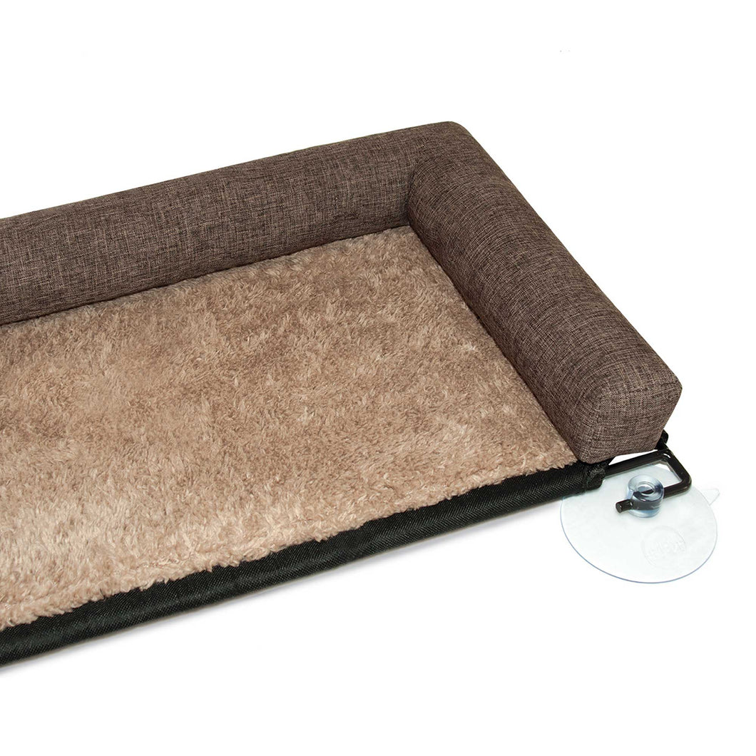 K&H Pet Products EZ Mount Kitty Sill Deluxe with Bolster Brown 12 x 23 x 2.5
