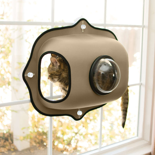 K&H Pet Products EZ Mount Window Bubble Cat Pod Tan 27 x 20 x 7.5 For Pet With Love