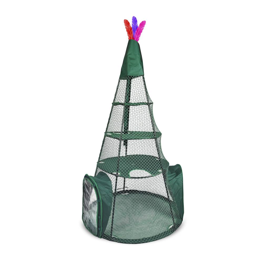 Kittywalk Teepee  Outdoor Cat Enclosure Green 48 x 48 x 72 For Pet With Love
