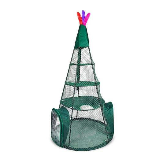 Kittywalk Teepee  Outdoor Cat Enclosure Green 48 x 48 x 72 For Pet With Love
