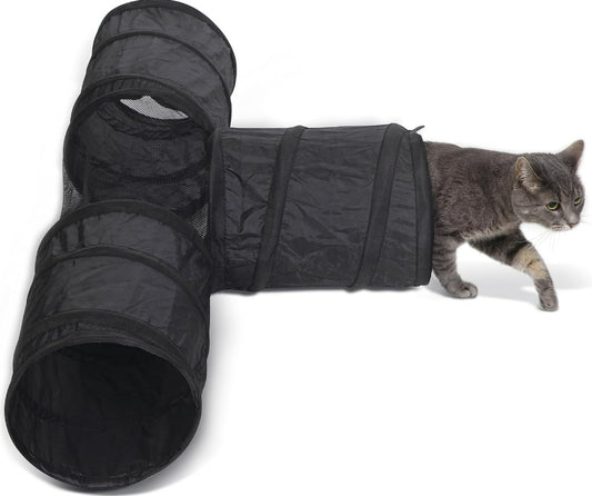 K&H Pet Products Cat Tunnel Toy 3 Way T Tunnel Black 33 x 20 x 9 For Pet With Love