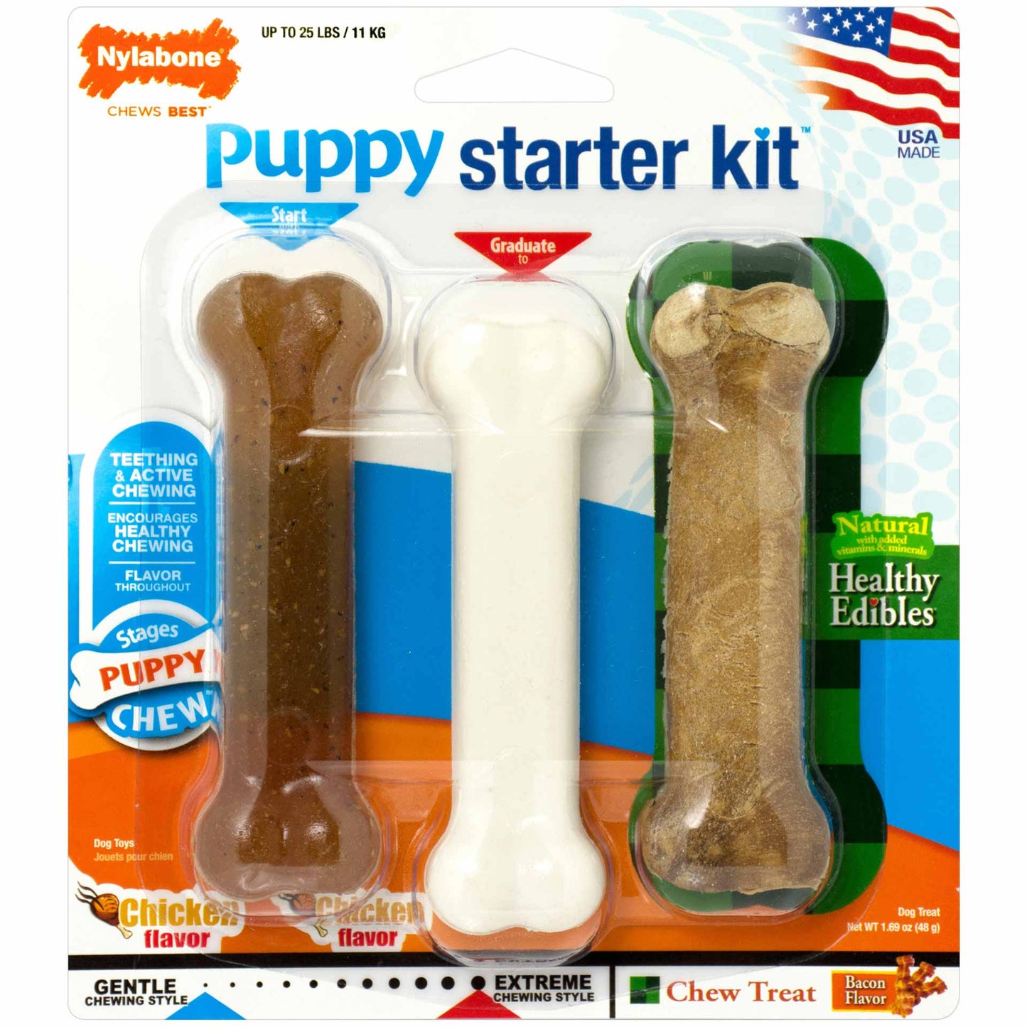 Nylabone Puppy Starter Kit 3 pack Regular For Pet With Love