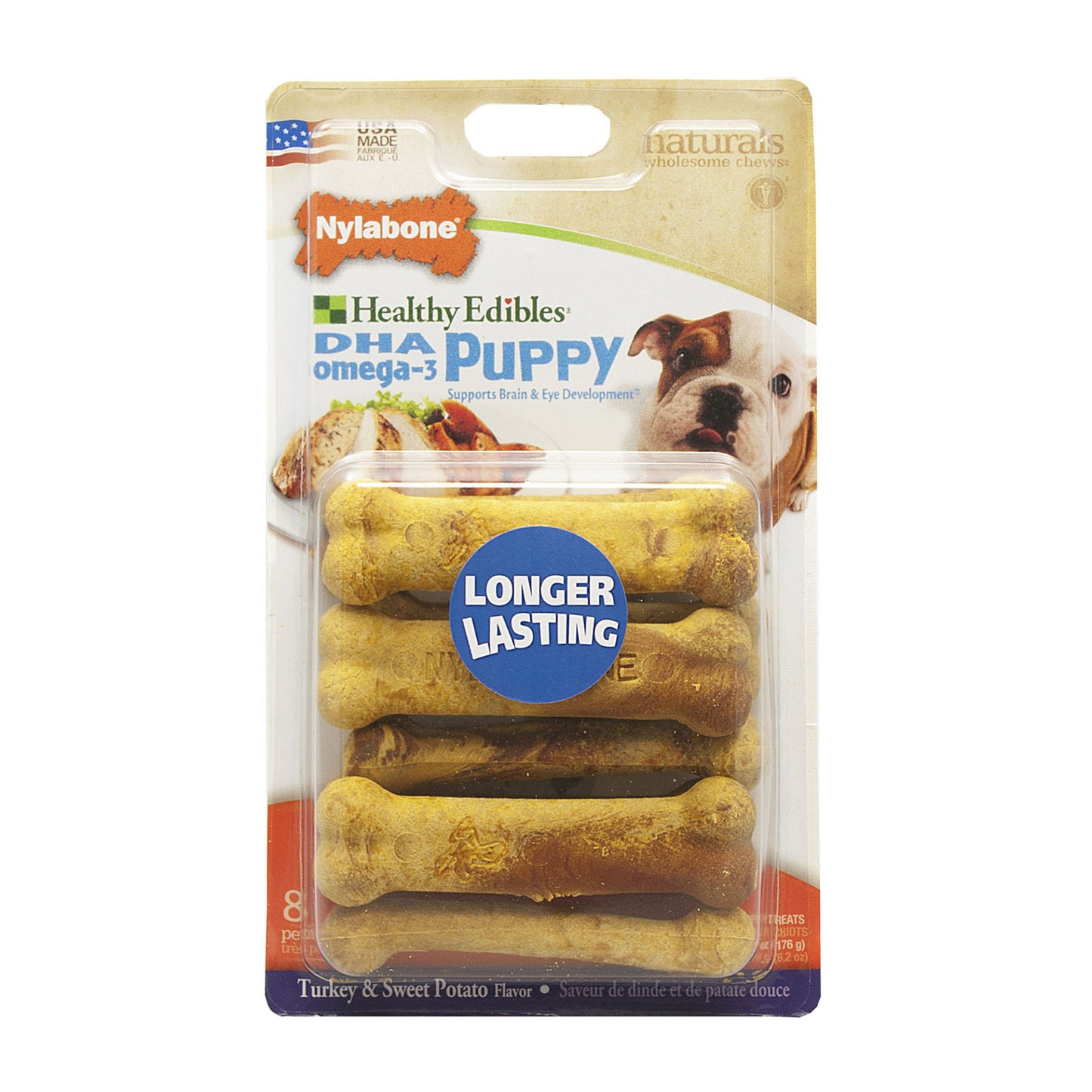 Nylabone Healthy Edibles Longer Lasting Puppy Sweet Potato and Turkey Petite 8 count For Pet With Love