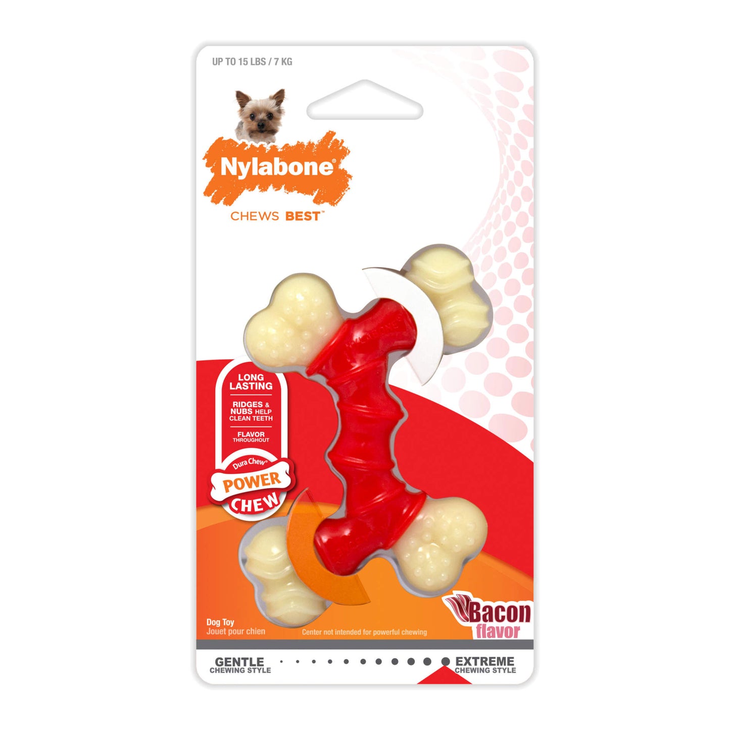 Nylabone Power Chew Double Bone Bacon Chew Toy Petite For Pet With Love