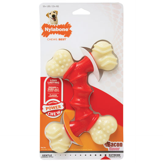 Nylabone Power Chew Double Bone Bacon Chew Toy Souper For Pet With Love