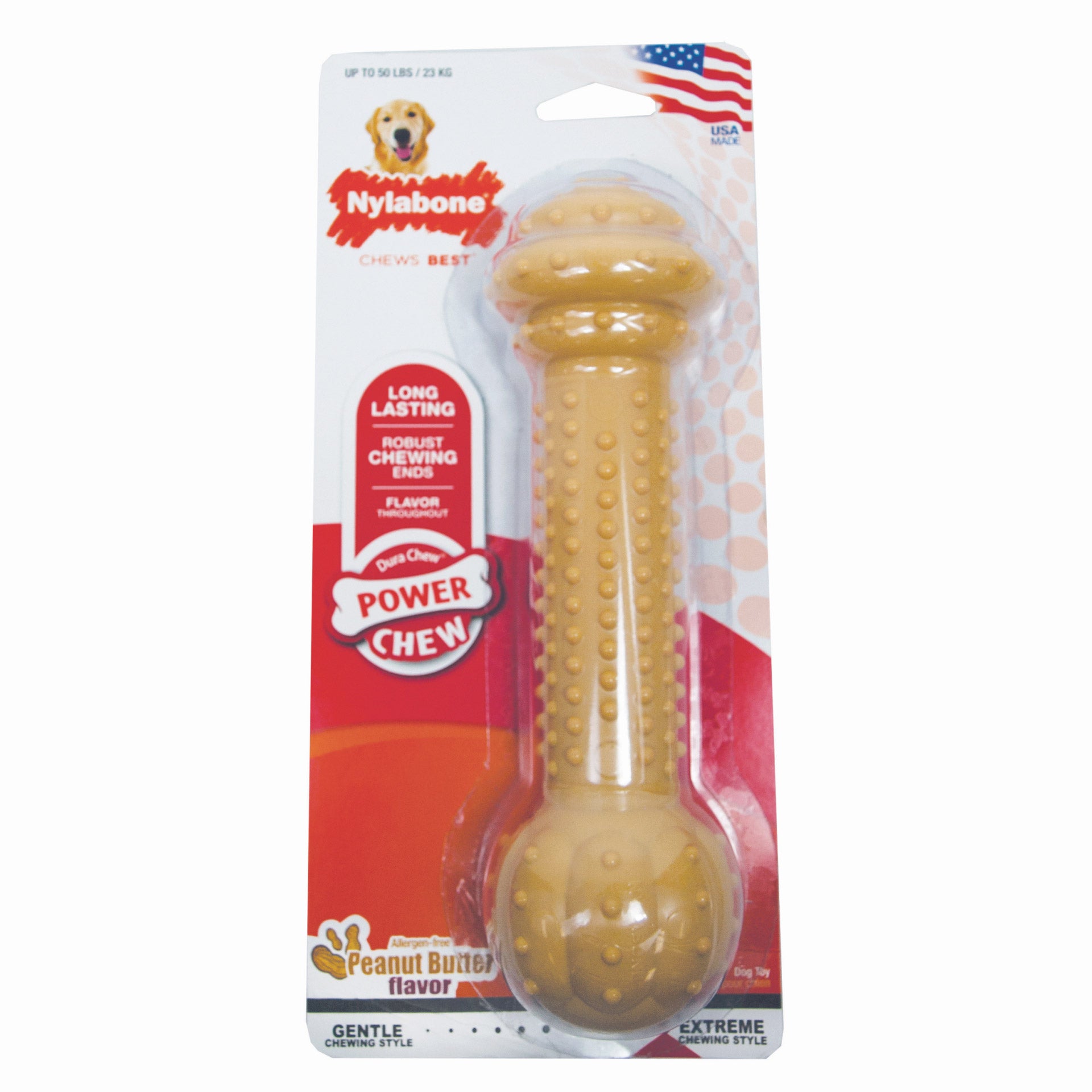 Nylabone Power Chew Barbell Peanut Butter Dog Toy Extra Large For Pet With Love