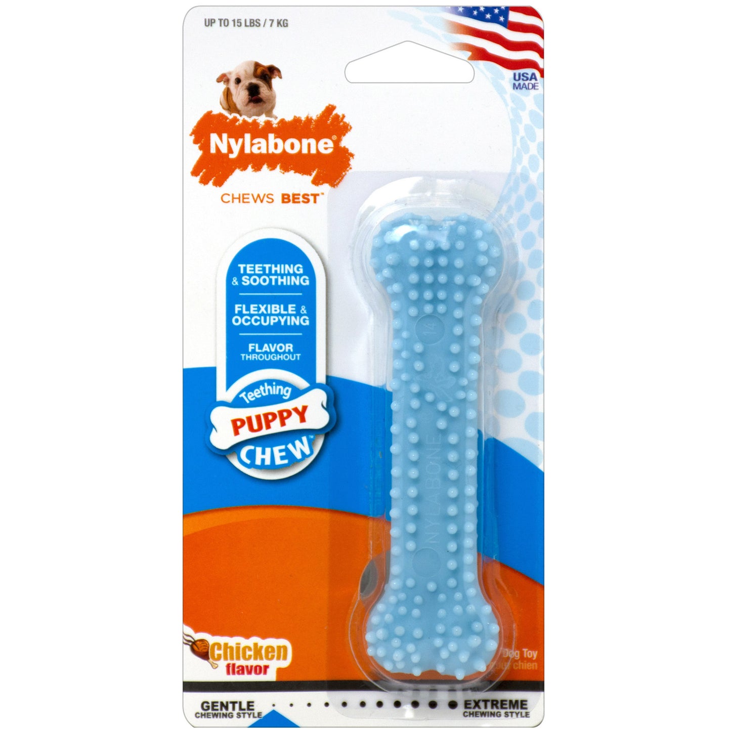 Nylabone Puppy Dental Chew Toy Petite Blue For Pet With Love