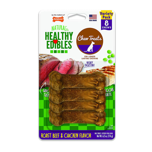Nylabone Healthy Edibles Longer Lasting Roast Beef and Chicken Treats Petite 8 count For Pet With Love