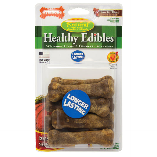Nylabone Healthy Edibles Longer Lasting Beef Treats Petite 8 count For Pet With Love