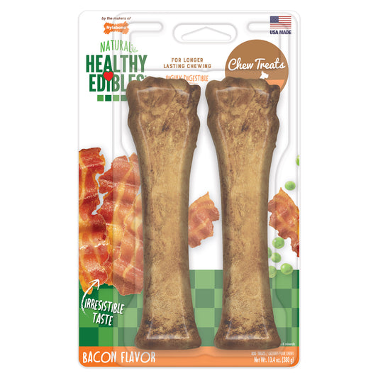 Nylabone Healthy Edibles Longer Lasting Bacon Treats Sourper 2 count For Pet With Love
