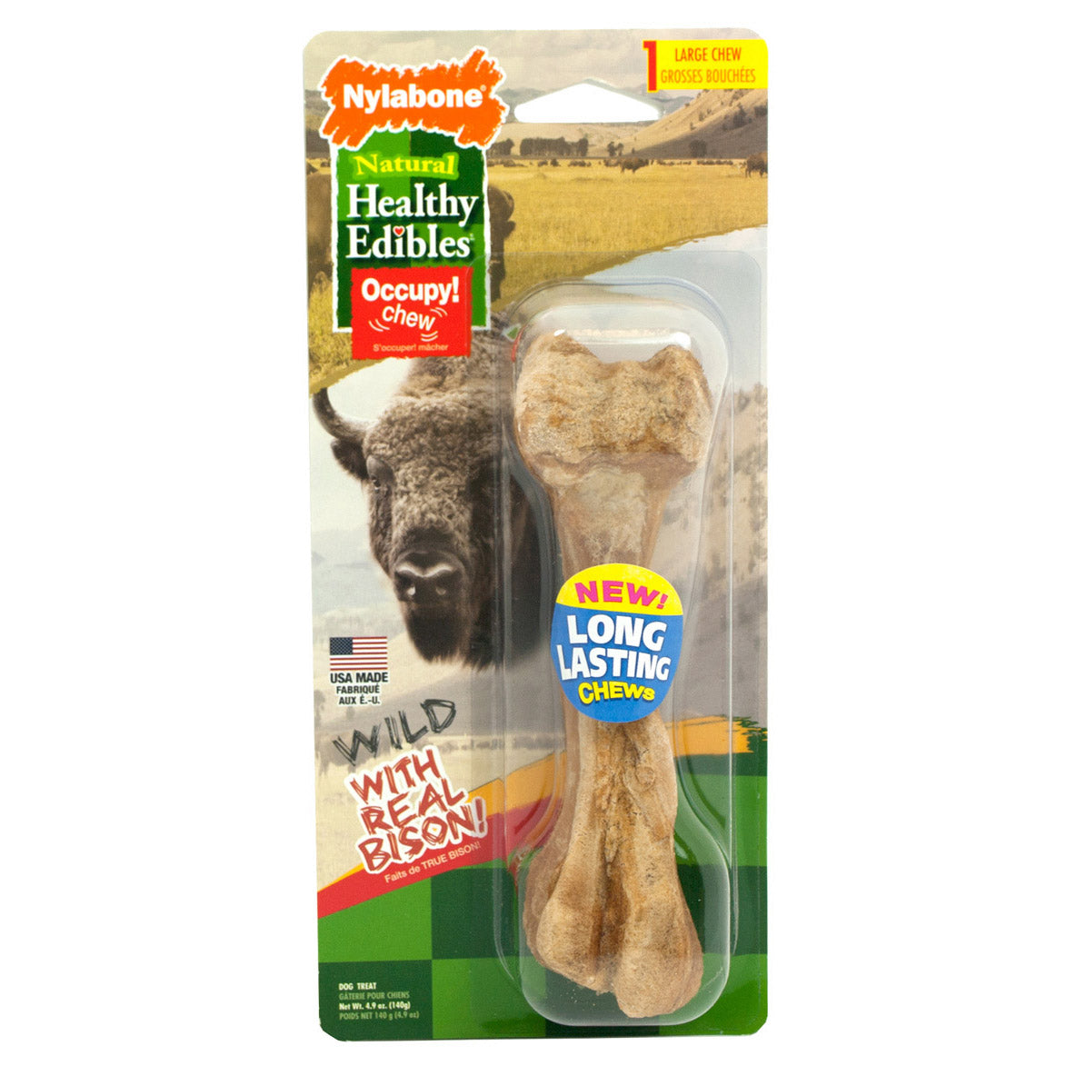 Nylabone Healthy Edibles Wild Chew Treats Bison Large 1 count For Pet With Love