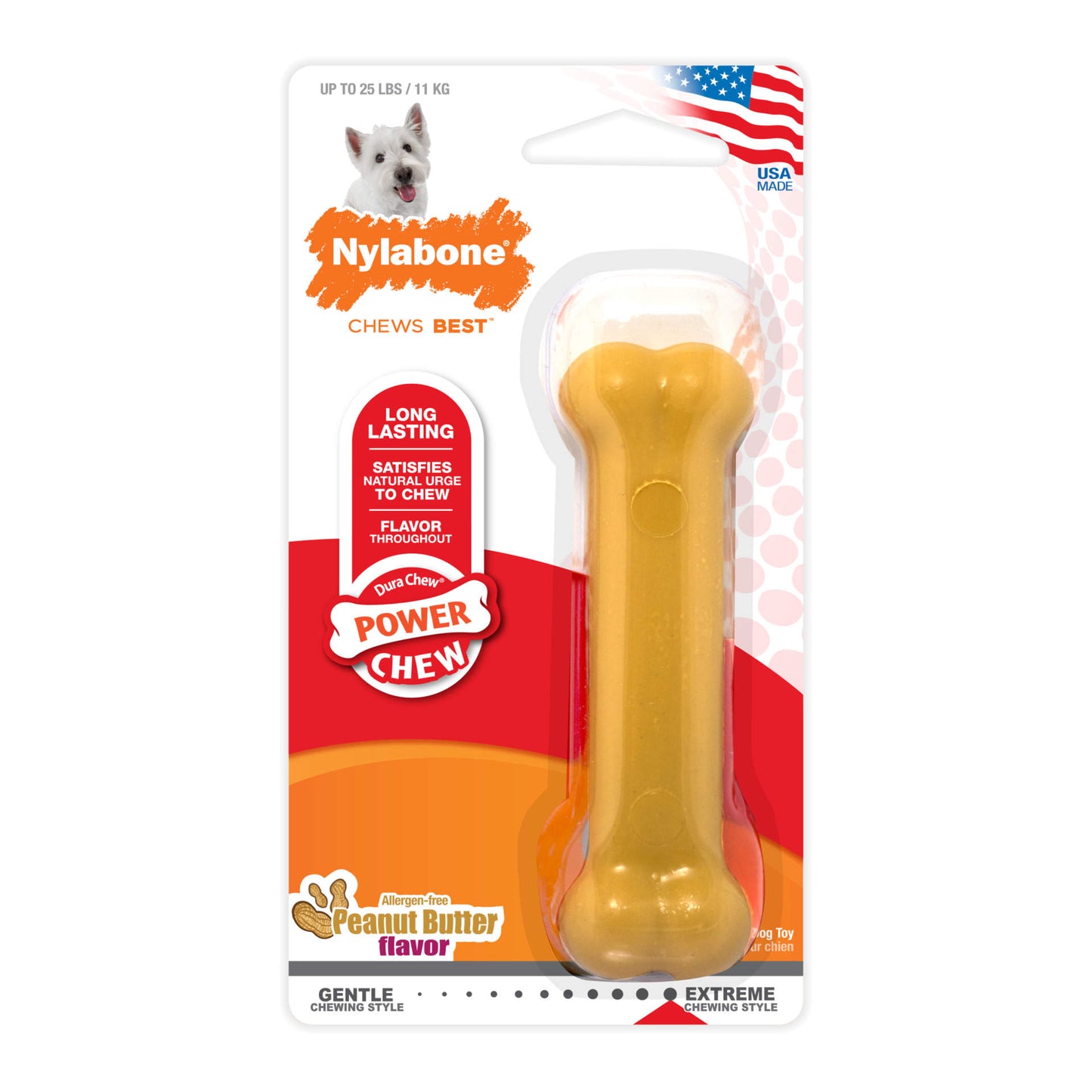 Nylabone Power Chew Peanut Butter Dog Chew Toy Regular For Pet With Love