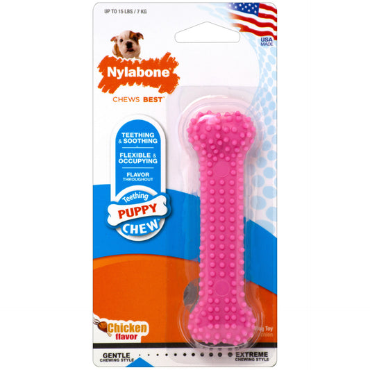 Nylabone Puppy Dental Chew Toy Petite Pink For Pet With Love