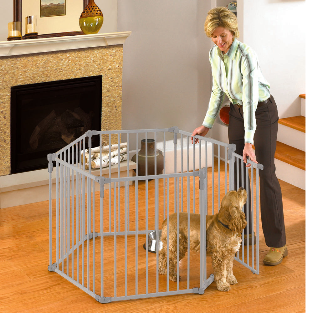 North States 3-in-1 Metal Superyard Pet Pen 6 Panels White 24 x 30 For Pet With Love