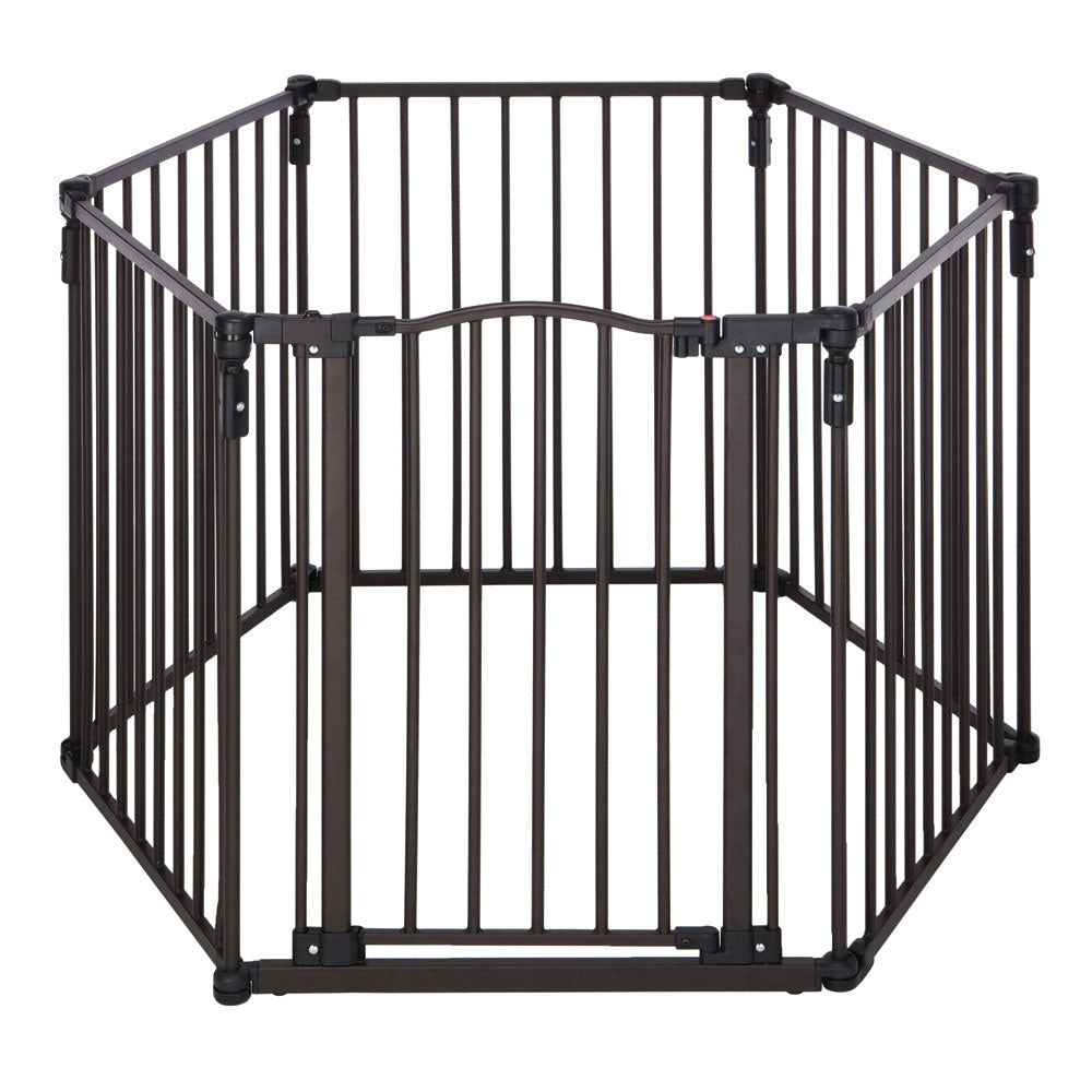 North States 3-in-1 Arched Décor Metal Superyard Six-Panel Bronze 24 x 30 For Pet With Love