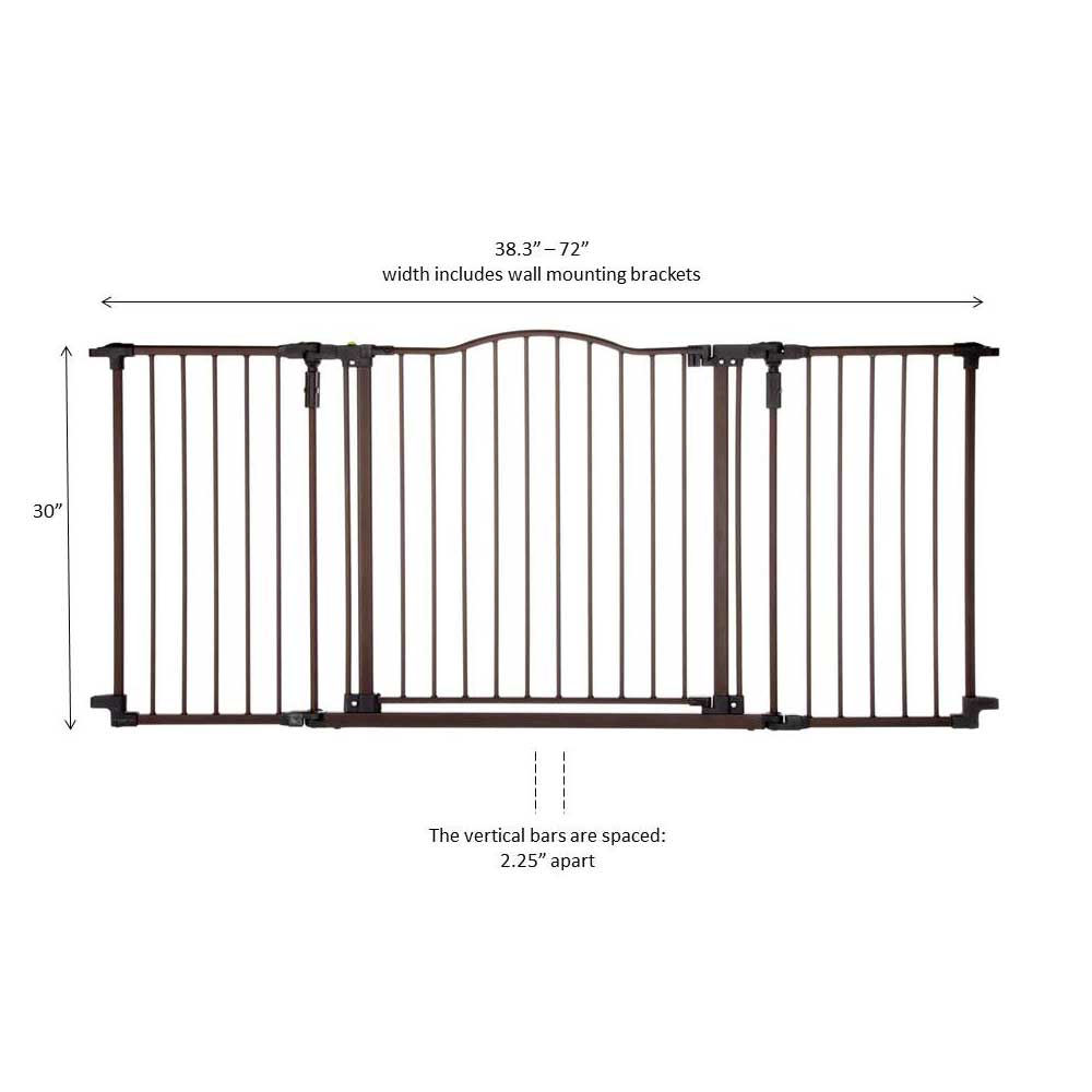 North States Deluxe Décor Wall Mounted Pet Gate Medium Matte Bronze 38.3 - 72 x 30 For Pet With Love