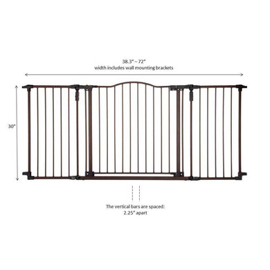 North States Deluxe Décor Wall Mounted Pet Gate Medium Matte Bronze 38.3 - 72 x 30