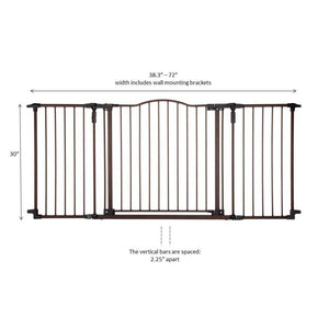 North States Deluxe Décor Wall Mounted Pet Gate Medium Matte Bronze 38.3 - 72 x 30