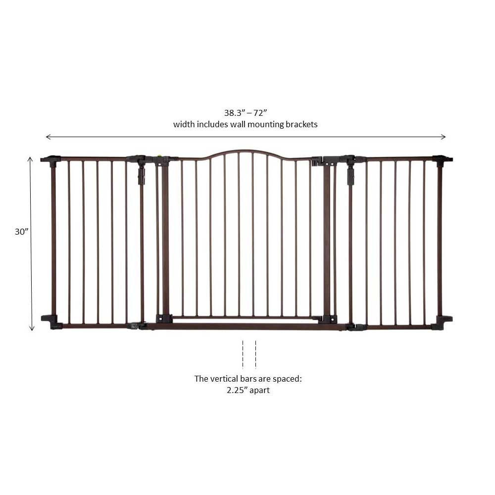 North States Deluxe Décor Wall Mounted Pet Gate Medium Matte Bronze 38.3 - 72 x 30