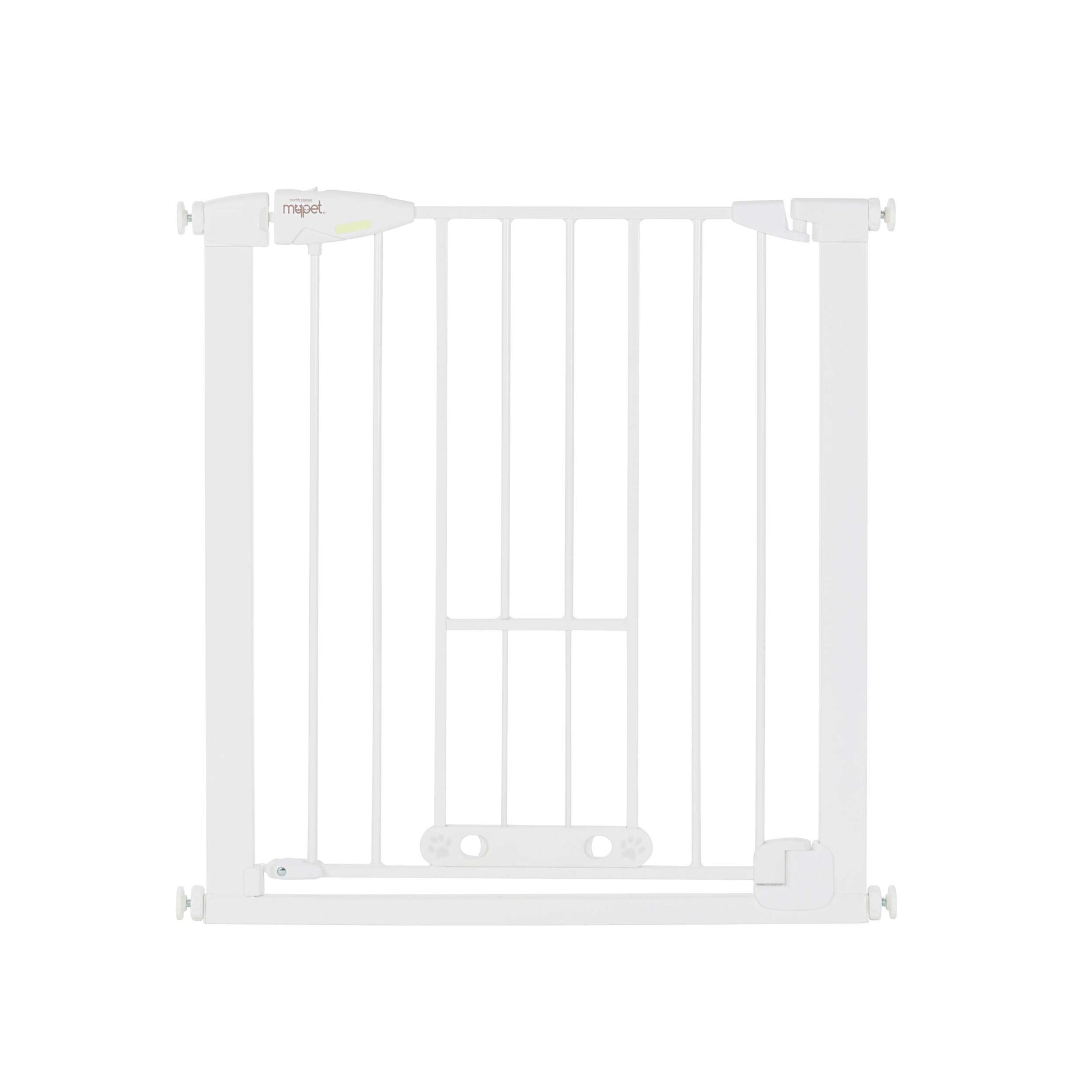 North States MyPet Wide Walk Thru EasyPass Pet Gate with Auto Close 5452 1.75 x 29.75-40.5 x 30 For Pet With Love