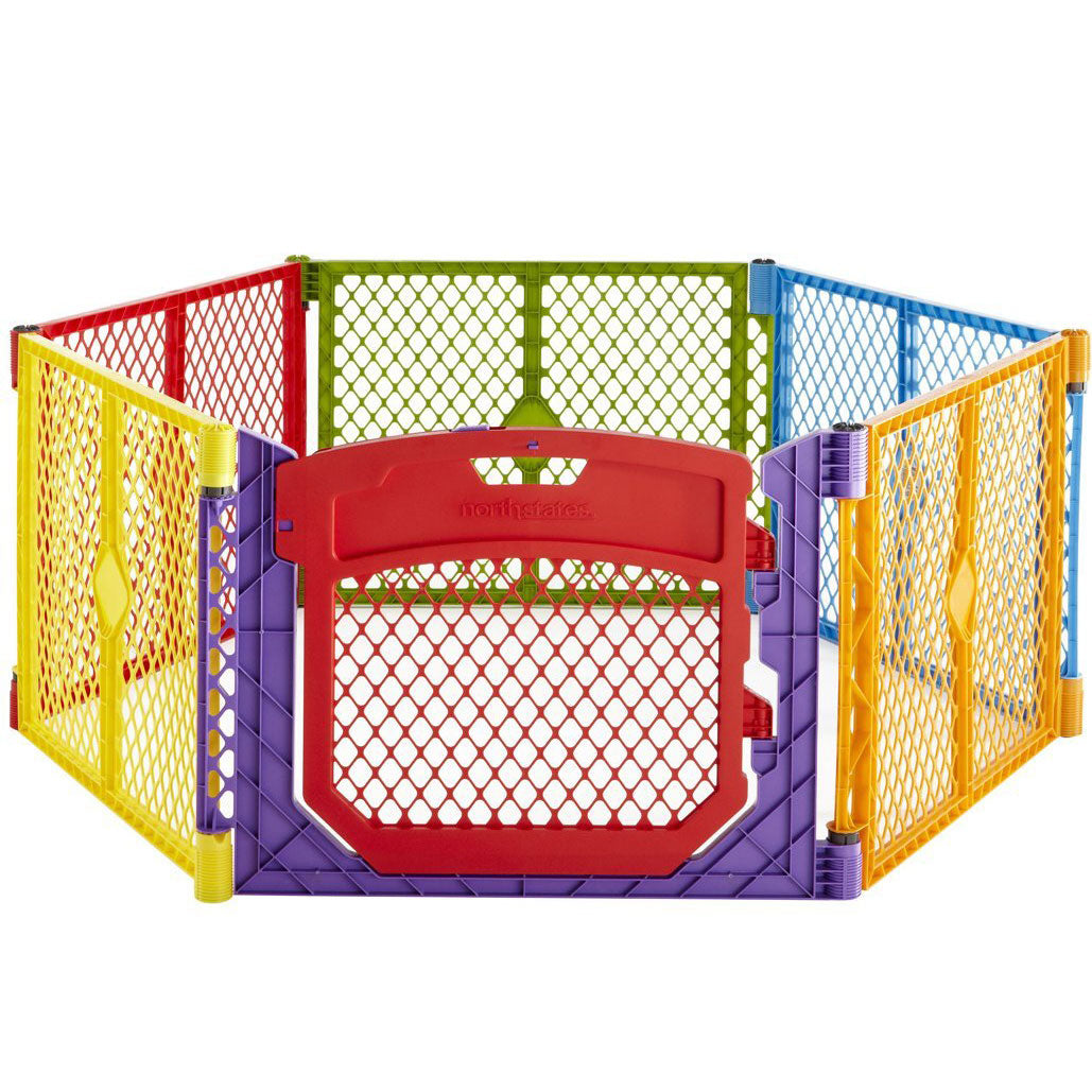 North States Superyard Colorplay Ultimate Freestanding 6 Panel Playpen Multi-Color 30 x 26