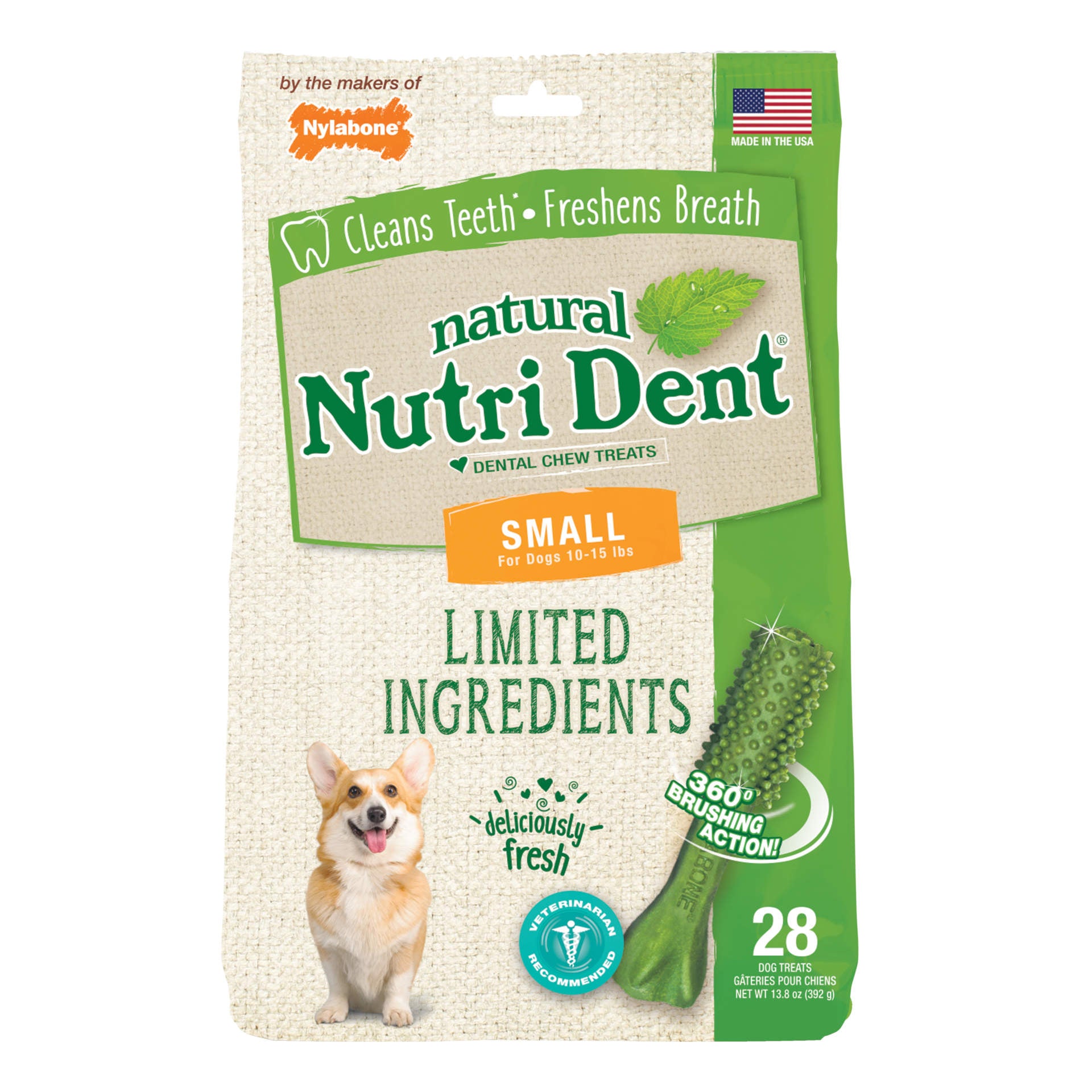Nylabone Nutri Dent Limited Ingredient Dental Chews Fresh Breath Small 28 count For Pet With Love