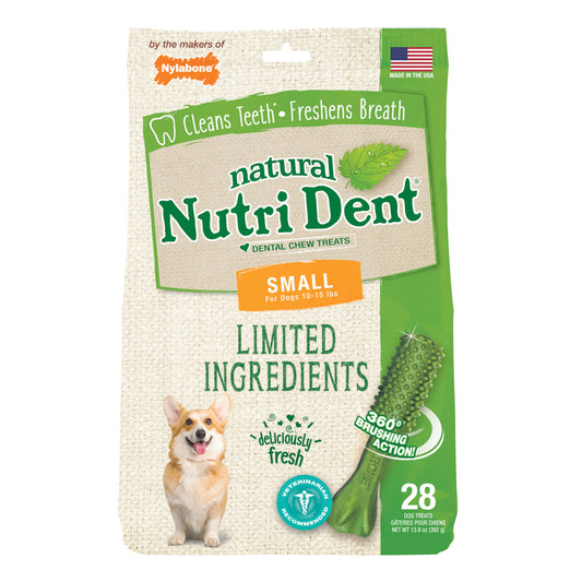 Nylabone Nutri Dent Limited Ingredient Dental Chews Fresh Breath Small 28 count For Pet With Love