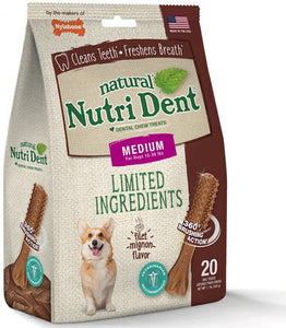 Nylabone Natural Nutri Dent Filet Mignon Limited Ingredients Medium Dog Chews For Pet With Love